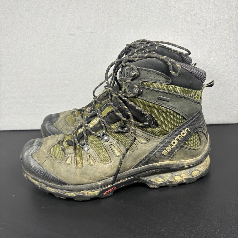 Salomon Quest 4D 2 GTX Hiking Boots Men's Size 12 Green Black Waterproof 373259